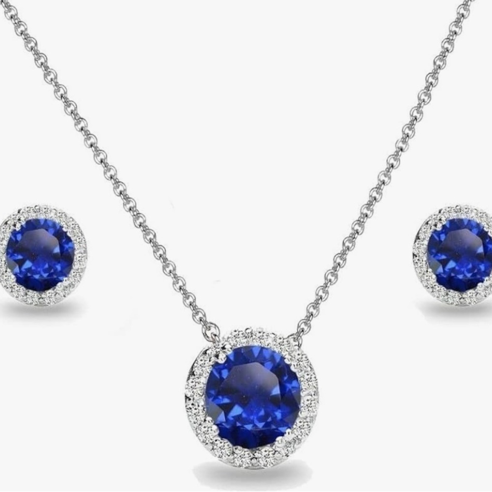 Elegant Blue and Silver Nacklace And Earring